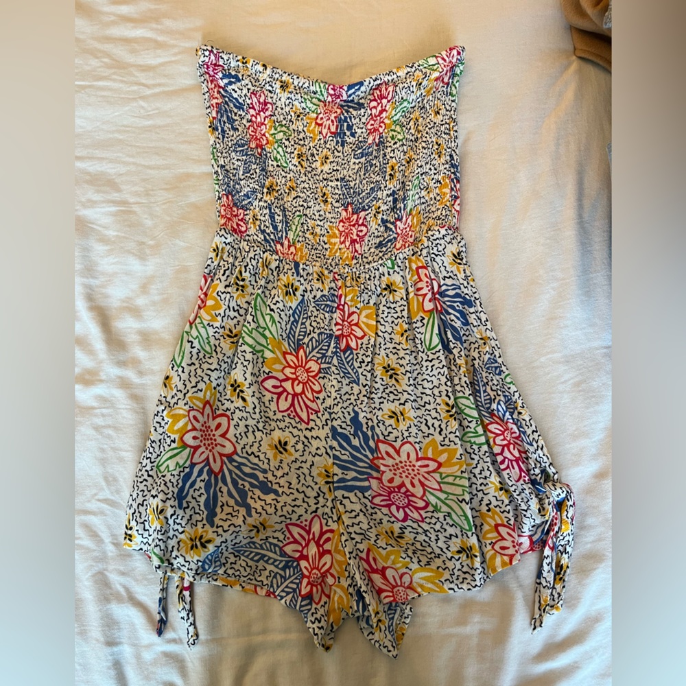 Urban Outfitters Sherri Strapless Smocked Romper